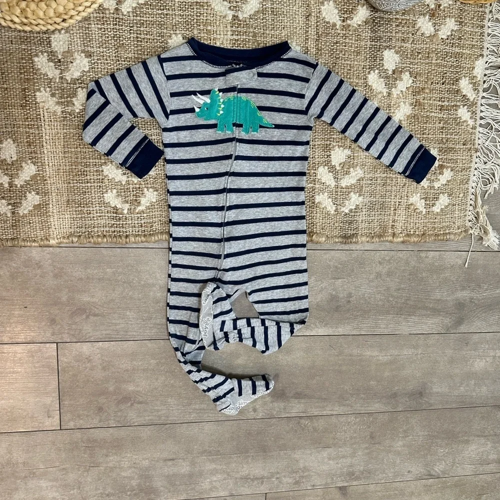 Carter’s Toddler Baby Boy Dinosaur Striped Zip Pjs Sleep Play Footies